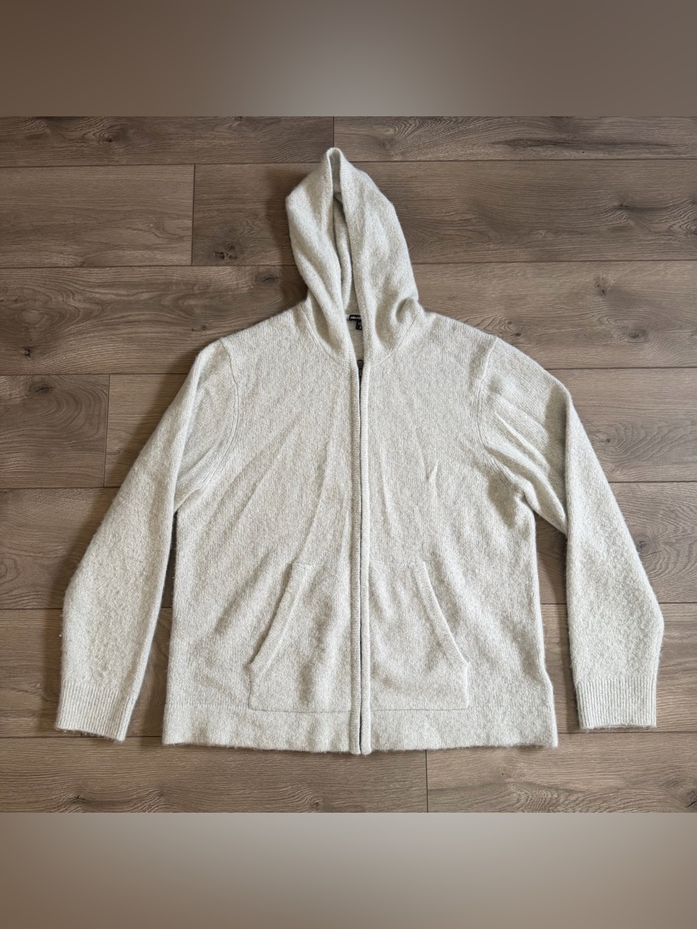STANDARD JAMES PERSE Men’s Cashmere Cream Zip Hoodie Sweater Size 4 (XL)